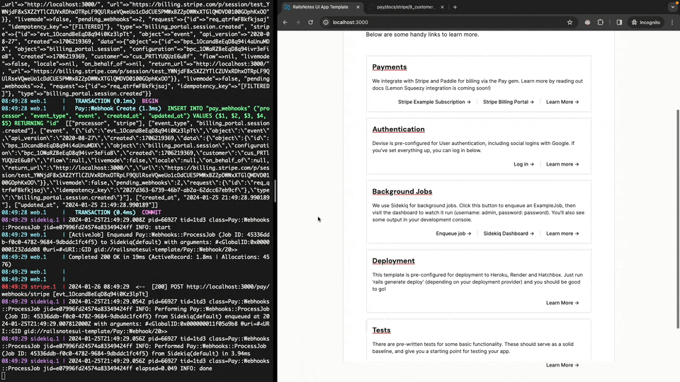 This template makes it easy to integrate with Stripe for payments and subscriptions.